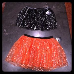Two NWT Halloween mini skirts - blk&orange - 14/16